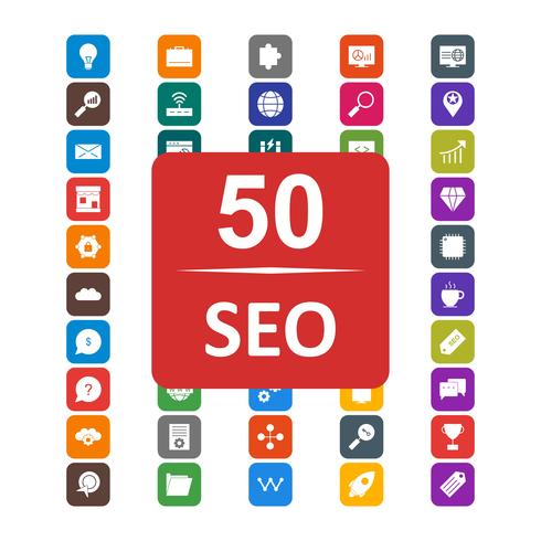 Set van Vector SEO Search Engine Optimization pictogrammen