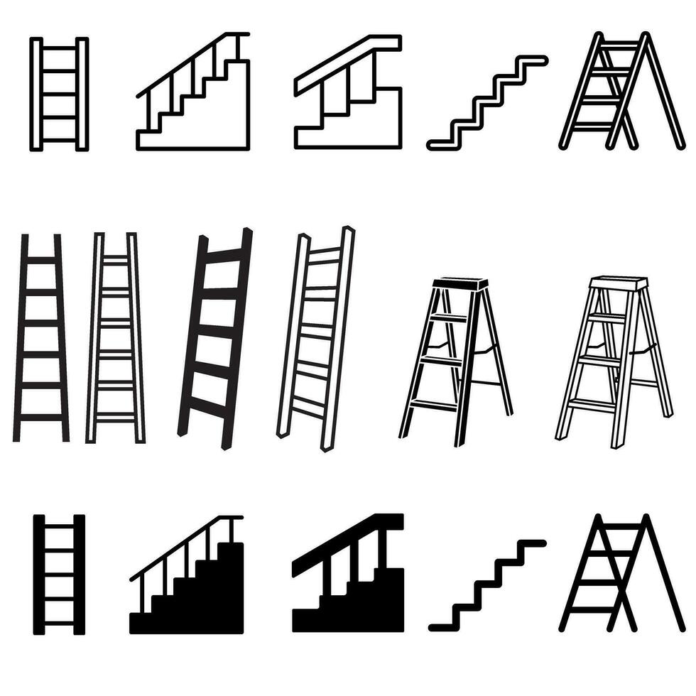 ladder icoon vector set. stappen illustratie teken verzameling. trap symbool of logo.