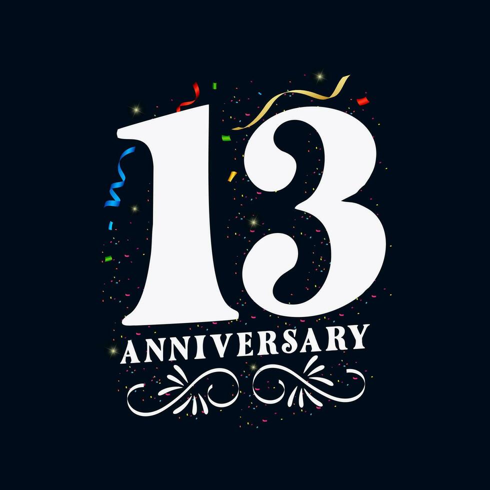 13 verjaardag luxueus gouden kleur 13 jaren verjaardag viering logo ontwerp sjabloon vector