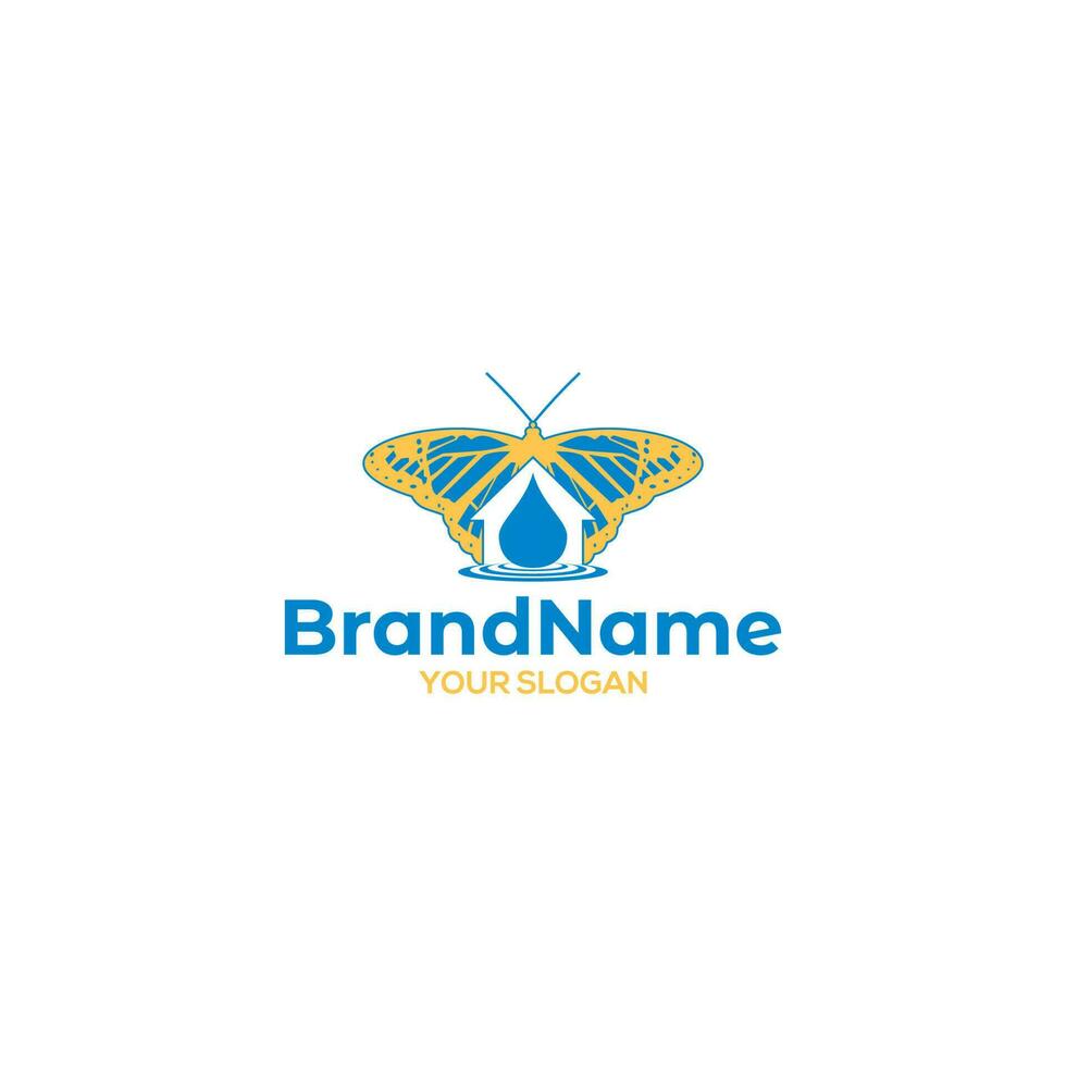 vlinder water huis logo ontwerp vector