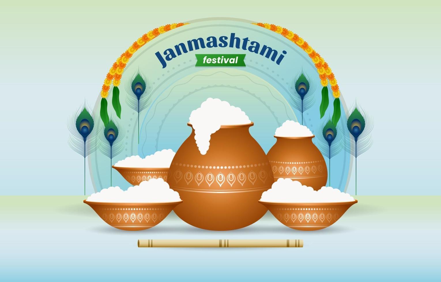 janmashtami festival achtergrond vector