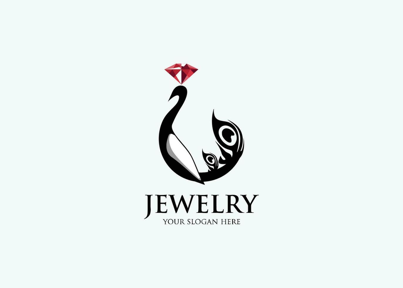 sieraden logo ontwerp met een zwaan en diamant vector