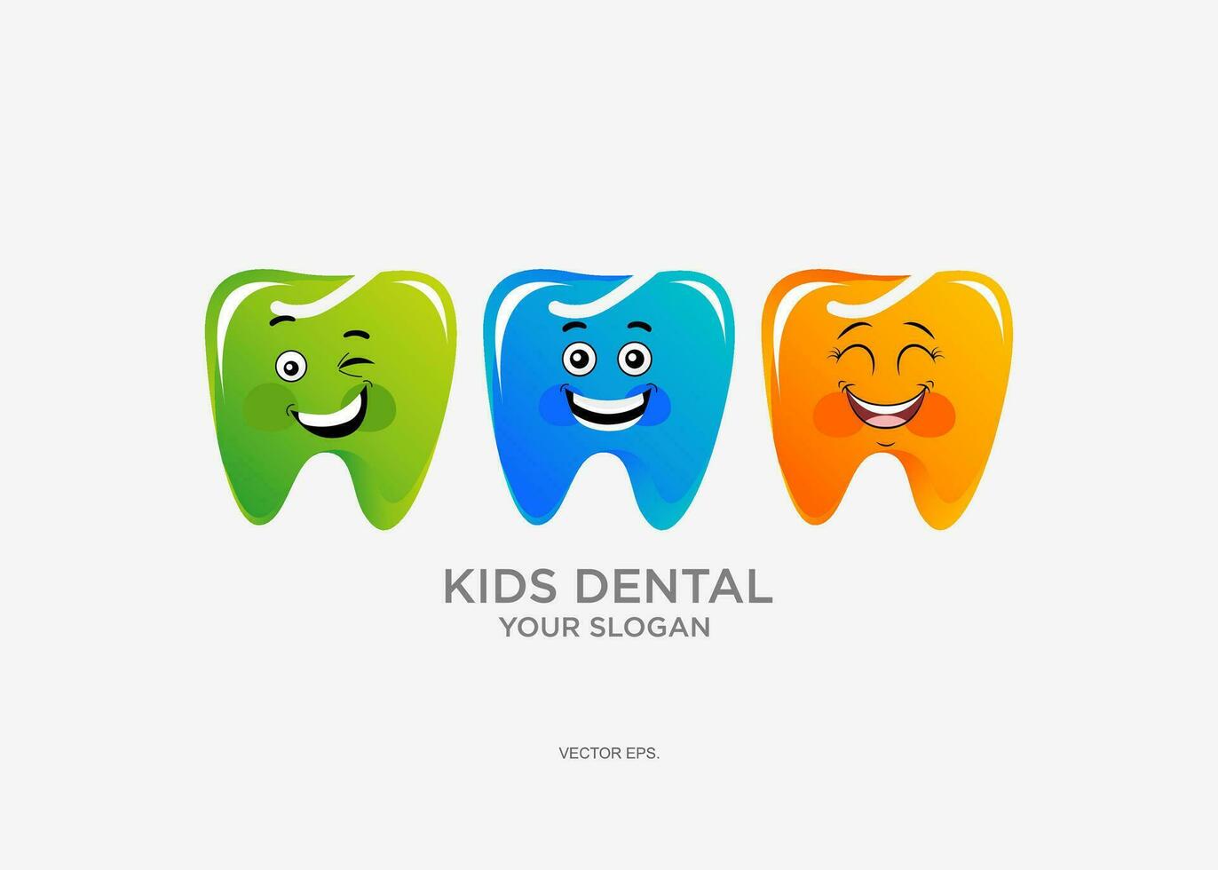 kinderen tandheelkundig logo ontwerp met kleurrijk tanden vector