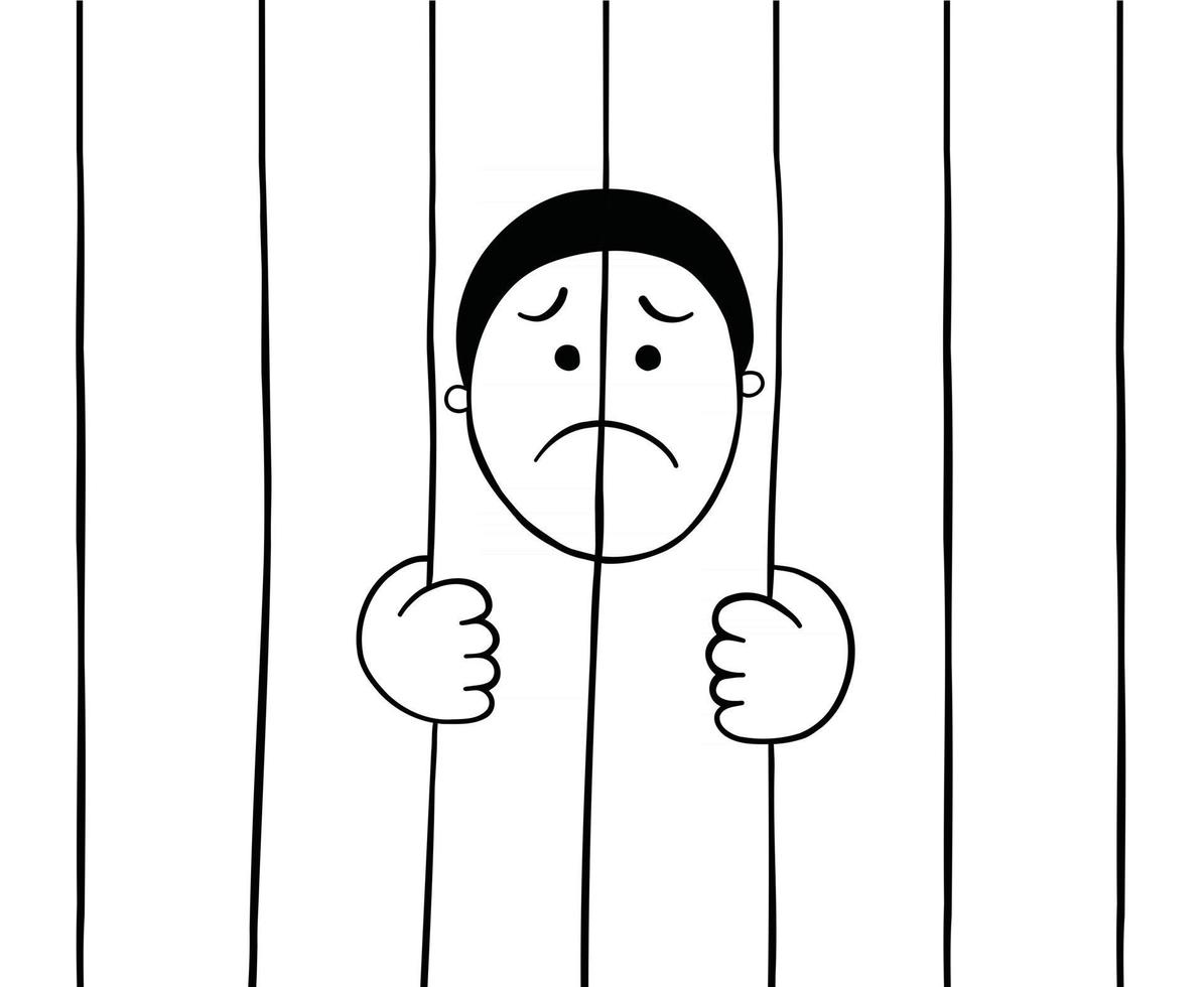 cartoon gevangene houden gevangenis bars vectorillustratie vector
