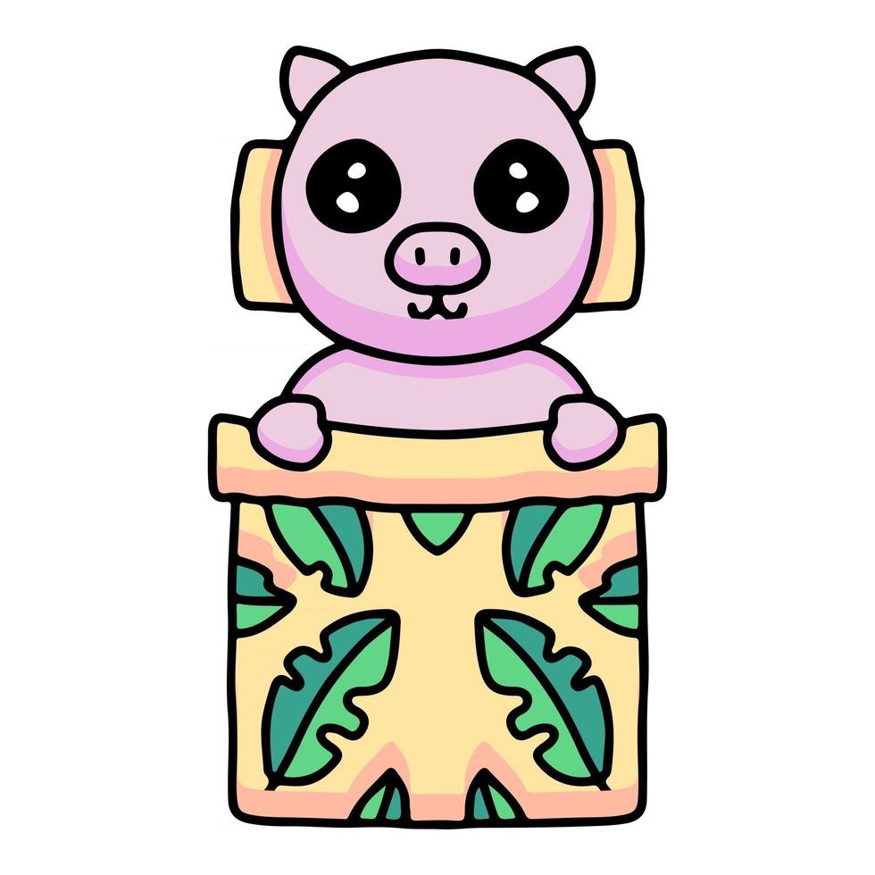 kawaii varken cartoon slapen in deken. illustratie voor stickers en kleding vector