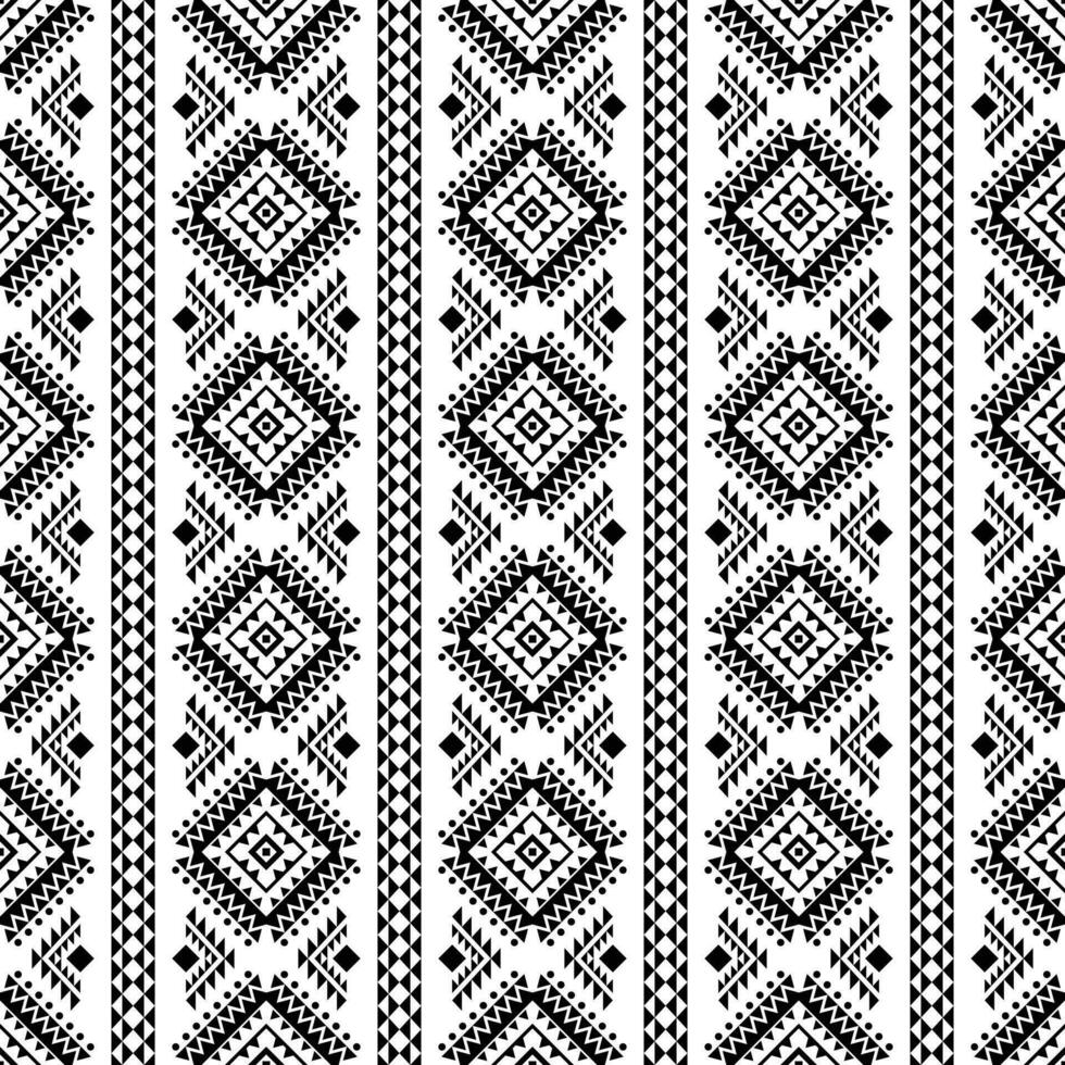 naadloos inheems streep patroon met uniek tribal achtergrond ontwerp. aztec en Navajo etnisch stijl ontwerp voor afdrukken kleding stof. zwart en wit kleur. vector