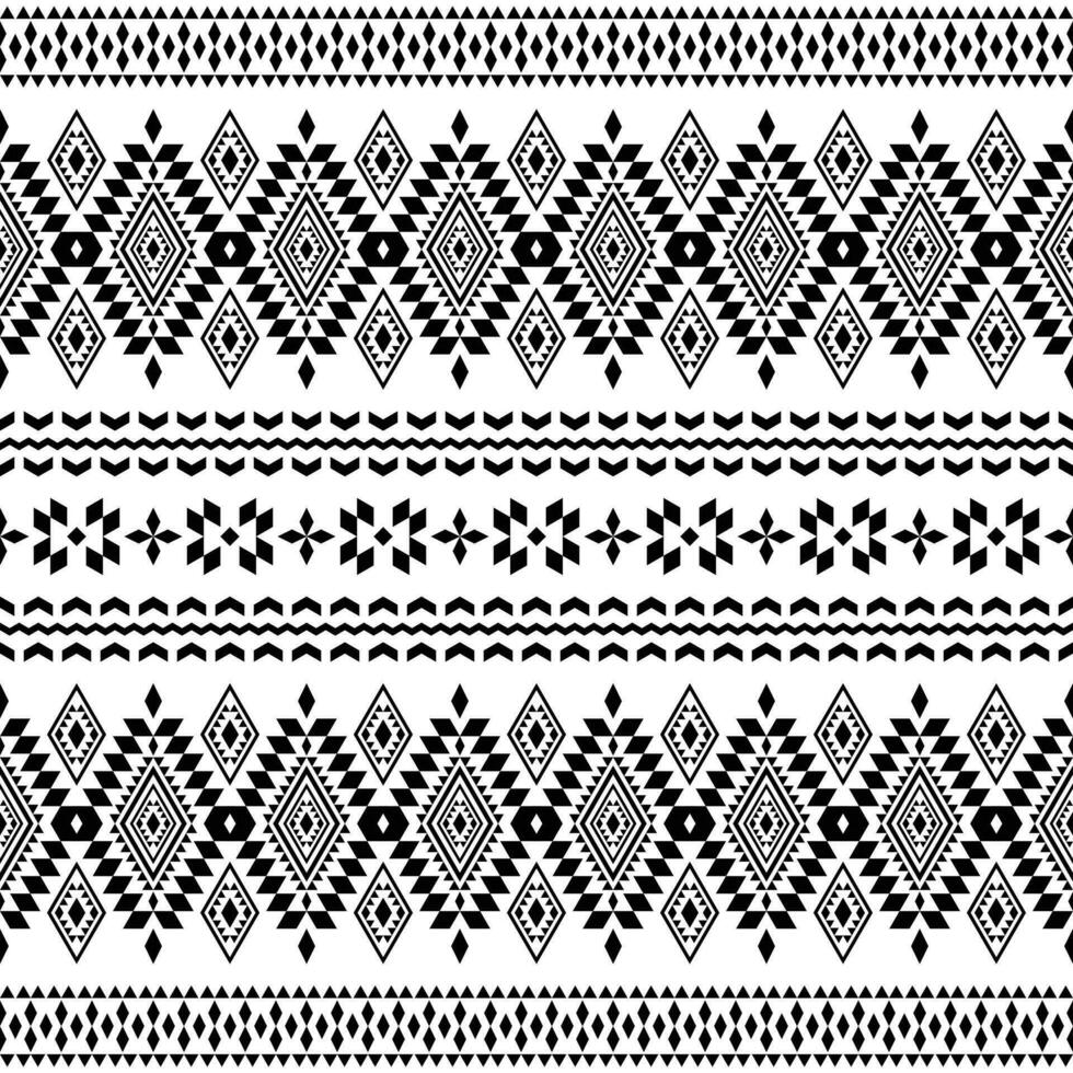 grens patroon met inheems Amerikaans. meetkundig naadloos etnisch patroon in inheems tribal stijl ontwerp voor afdrukken kleding stof en kleding. zwart en wit kleur. vector