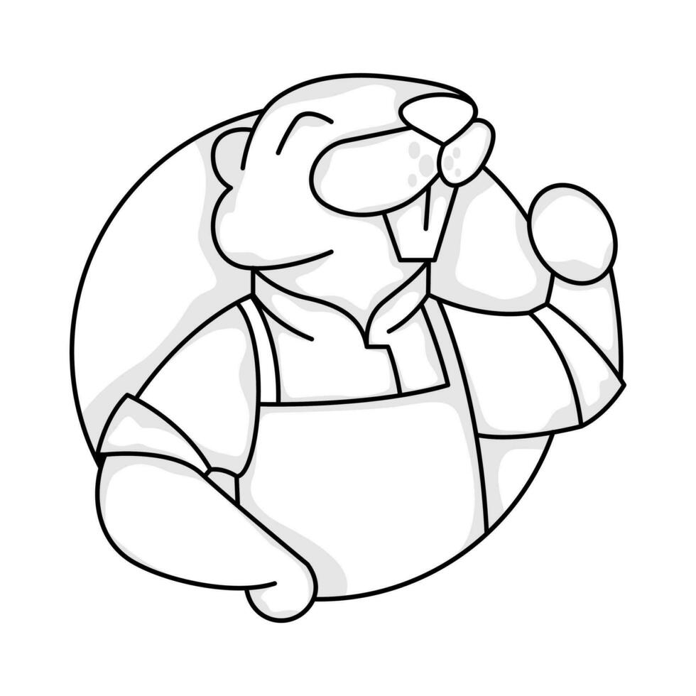 zwart en wit stijl Otter karakter logo vector