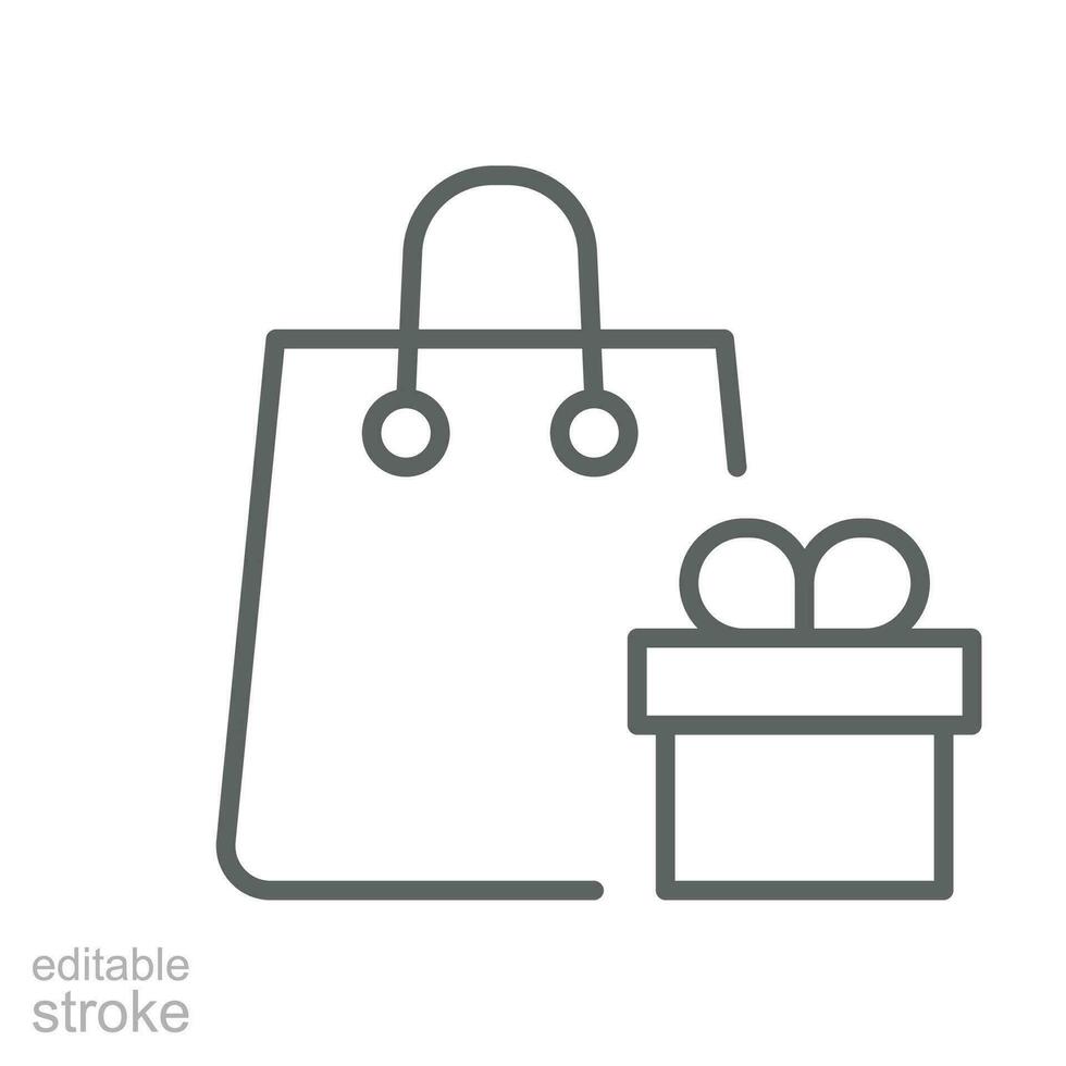 boodschappen doen zak lijn icoon. papier kruidenier tas, vrouw handtas uitverkoop kenteken. aankoop pakket logo in online winkel handel. bewerkbare hartinfarct. vector illustratie ontwerp Aan wit achtergrond. eps 10