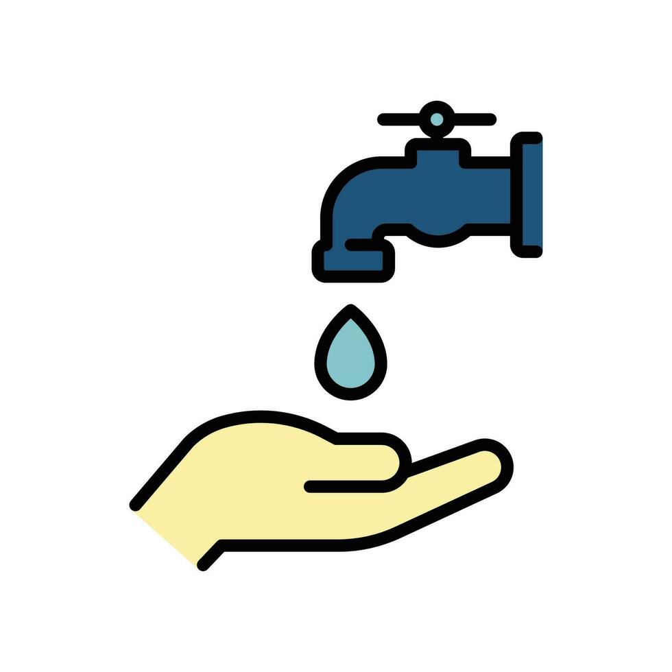 wassing of het wassen hand- icoon. Islamitisch woedoe van religie verzameling. Arabisch gebed, gevulde stijl pictogram voor Ramadan, vasten, iftar. vector illustratie. ontwerp Aan wit achtergrond. eps 10