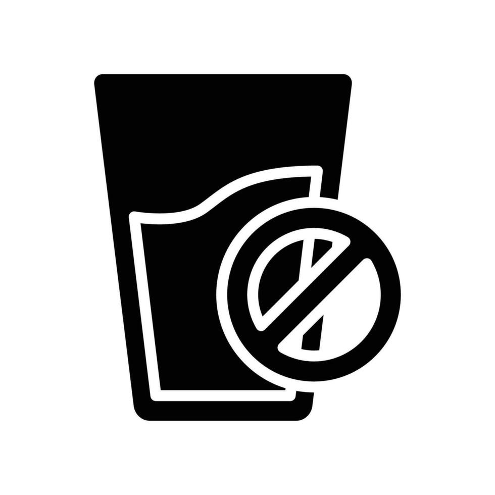 Nee drinken waarschuwing in Islamitisch Ramadan vastend maand icoon. Nee drank. drinken niet toegestaan teken verbod. glas en verbod logo. gevulde stijl. vector illustratie. ontwerp Aan wit achtergrond eps 10