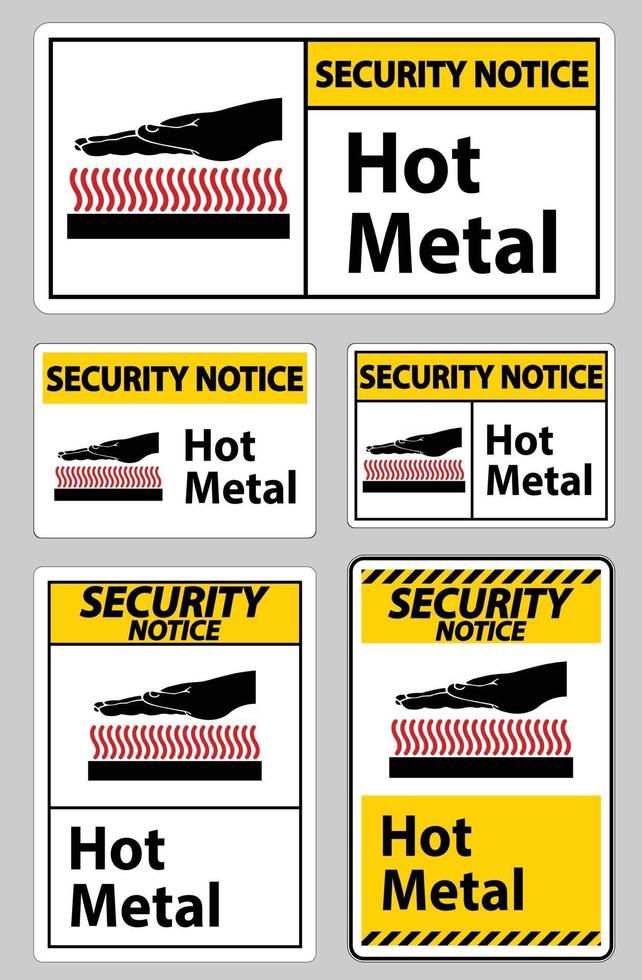 veiligheidsmededeling heet metaal symbool teken geïsoleerd op een witte achtergrond vector