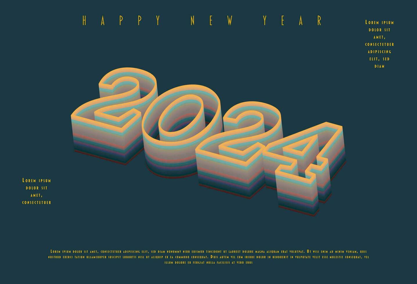 2024 gelukkig nieuw jaar. sjabloon met kleurrijk brief logo voor kalender, poster, folder, spandoek. vector
