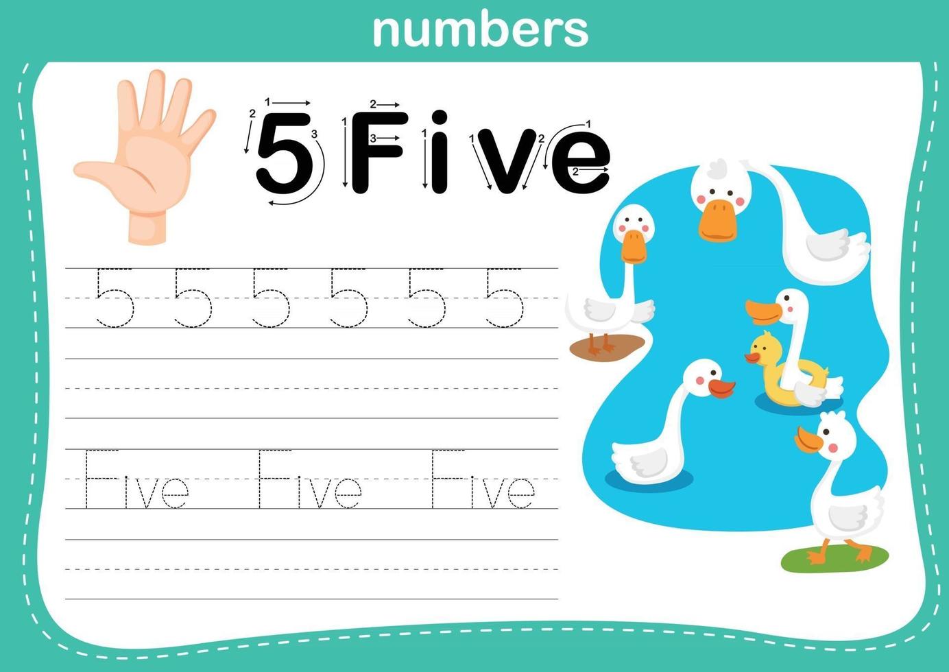 hand count.finger en nummer, nummer oefening illustratie vector