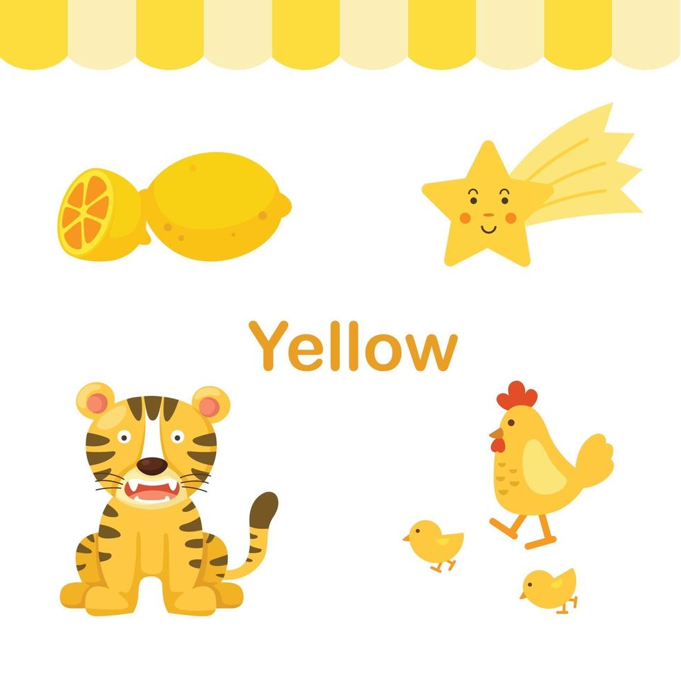 illustratie van geïsoleerde kleur gele groep vector