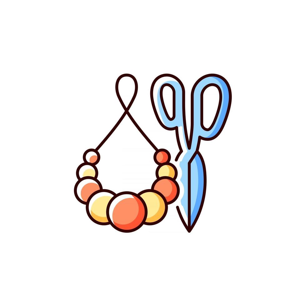 handgemaakte pom pom sieraden rgb kleur icoon. Boheemse decoratieve stukken. pompon bungelende oorbellen. handgemaakte etnische accessoires. geïsoleerde vectorillustratie. boho ketting eenvoudige gevulde lijntekening vector