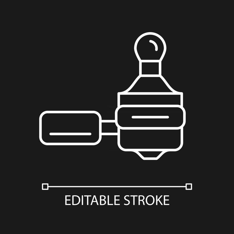 koffie sabotage en portafilter wit lineair pictogram voor donker thema. espresso bereiden. dunne lijn aanpasbare illustratie. geïsoleerd vectorcontoursymbool voor nachtmodus. bewerkbare streek vector