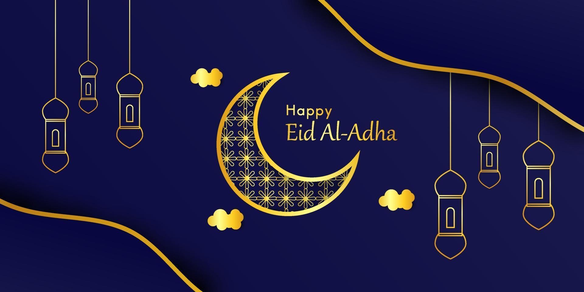 eid al adha achtergrond met gouden maan vector