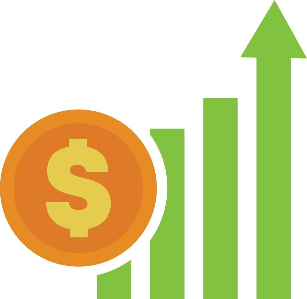 verkoopbars met een toename van de verkoop en het dollartekenpictogram op de munt vector