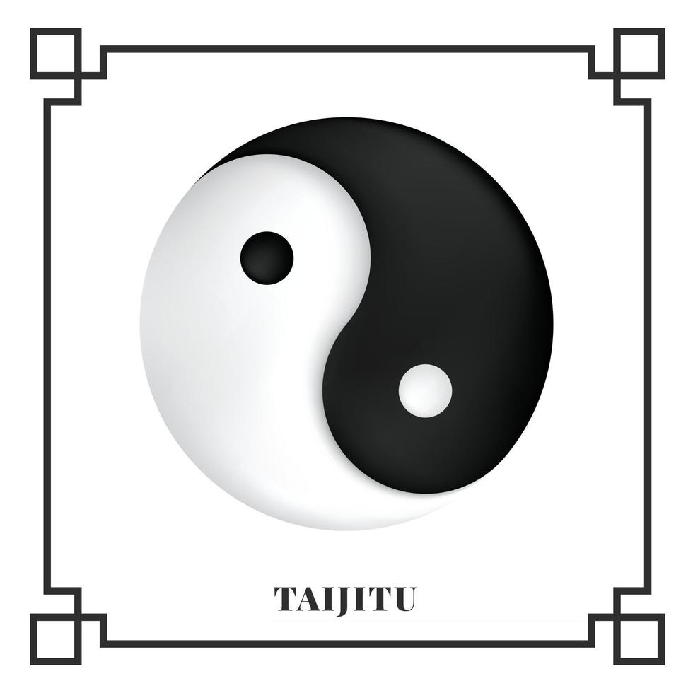 taijitu symbool zwart-wit yin yang op een witte achtergrond vector