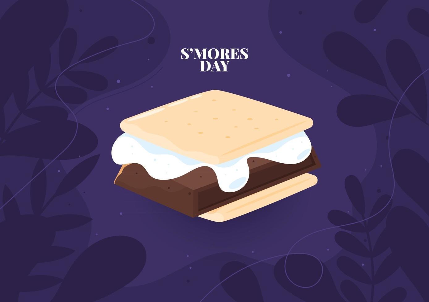 nationale s'mores dag. cracker, chocolade, marshmallow illustratie vector