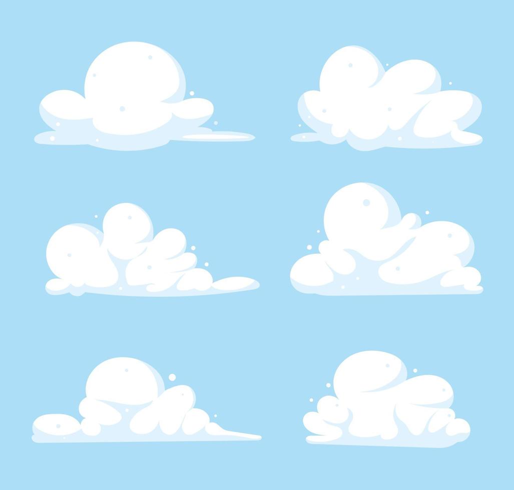 platte wolk illustratie collectie. schattige cartoon wolk set. vector