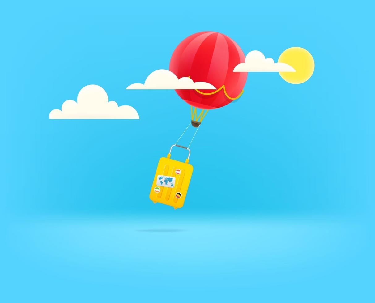 reizen per ballon. cartoon stijl 3d vector illustratie