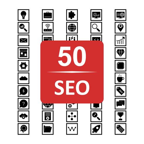 Set van Vector SEO Search Engine Optimization pictogrammen