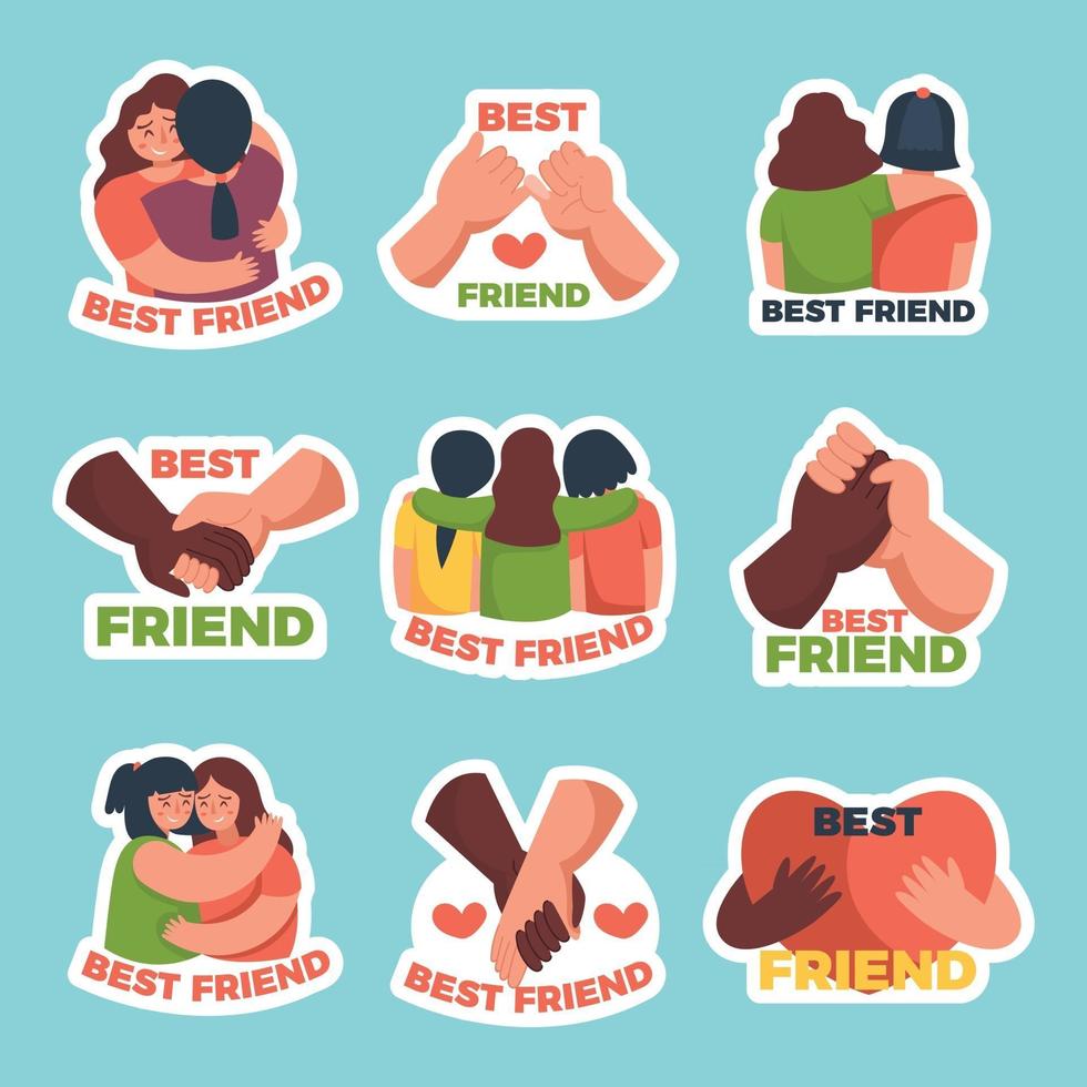 vriendschap stickers set vector