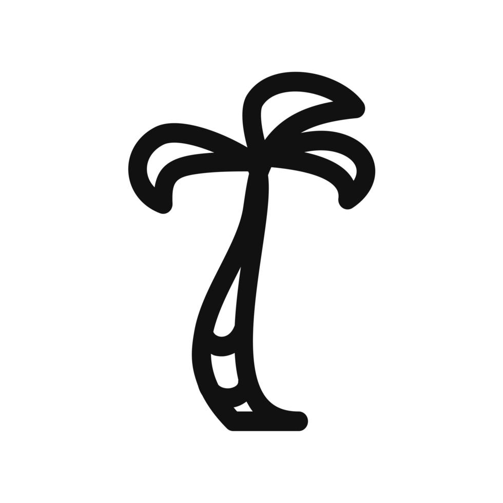 zwarte palmboom dikke lijn vector icon