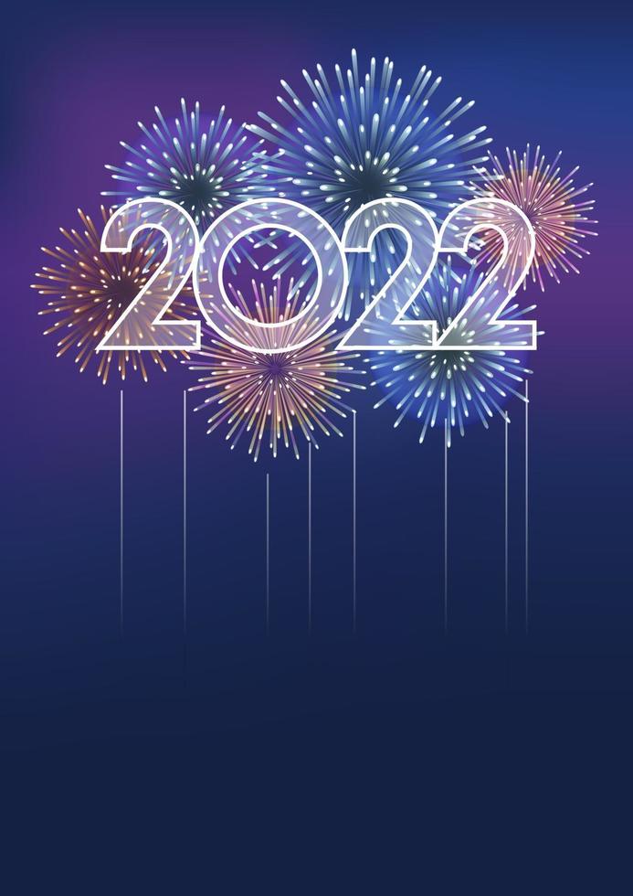 het jaar 2022-logo en vuurwerk met tekstruimte op een donkere achtergrond. vectorillustratie het nieuwe jaar vieren. vector