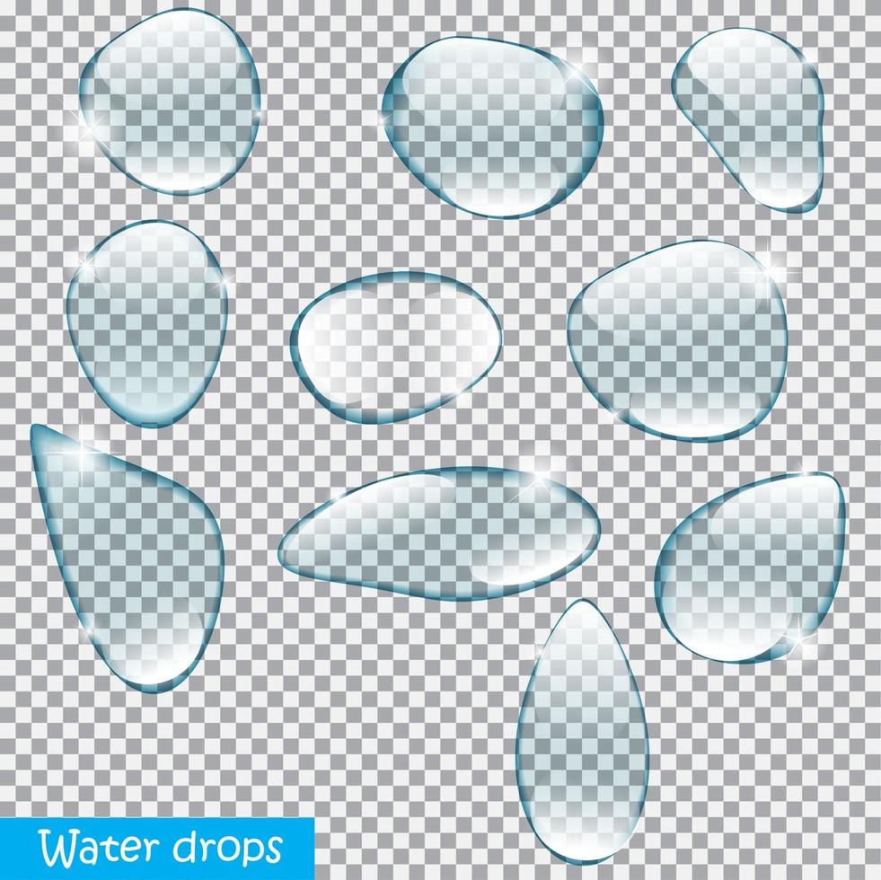 realistische waterdruppels ingesteld op transparante achtergrond vectorillustratie vector