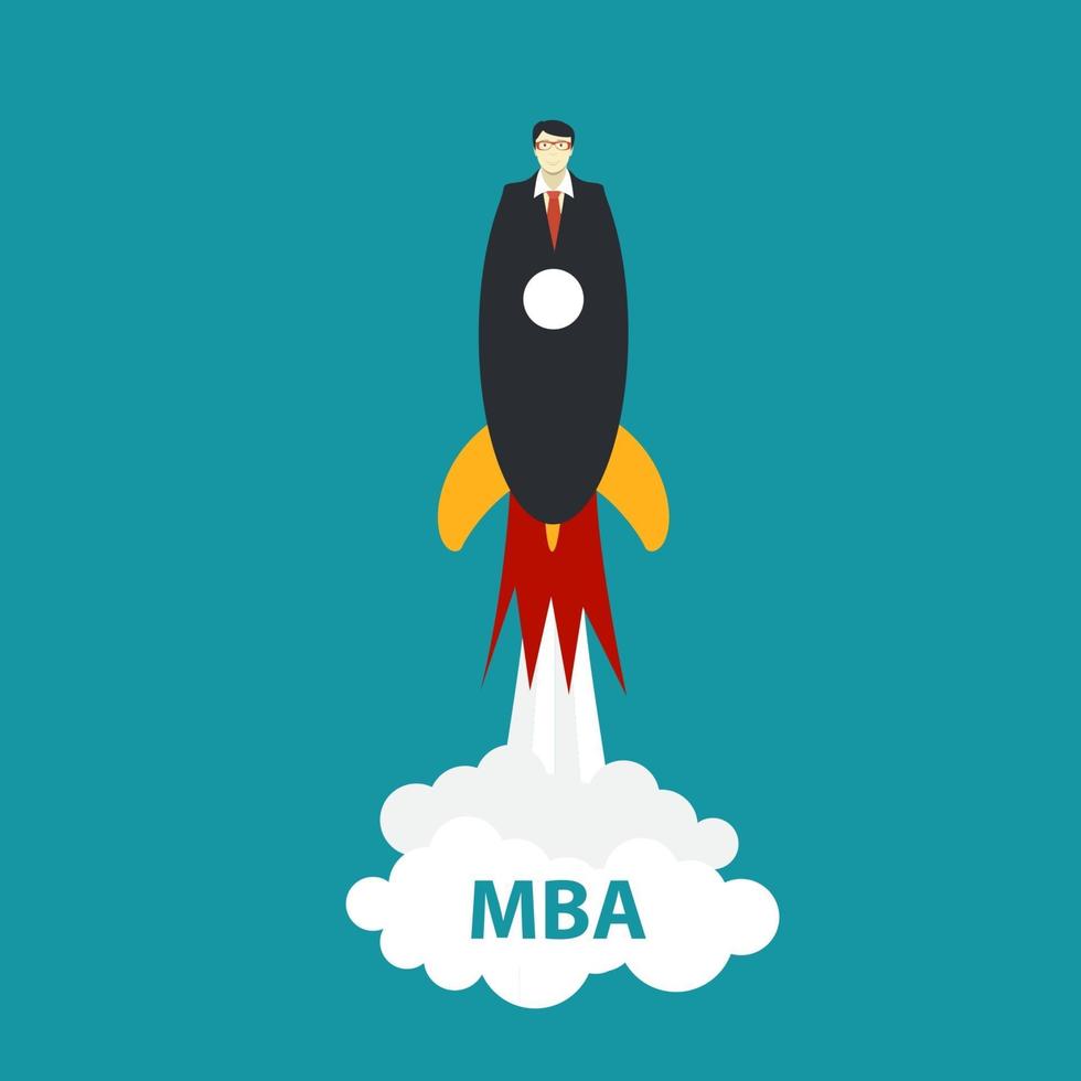 zakelijk mba-onderwijsconcept. trends en innovatie in het onderwijs. vector illustratie