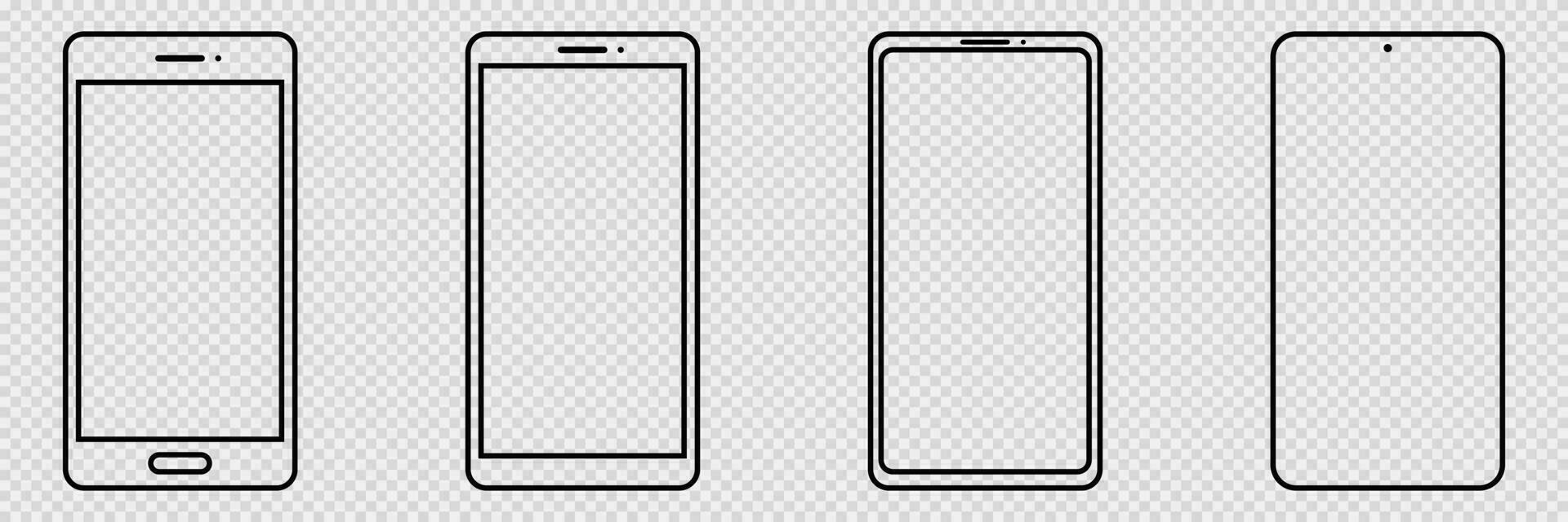 schets smartphone icoon. geïsoleerd mobiel silhouet. apparaat scherm kader. lineair mockup van smartphone Scherm. vector