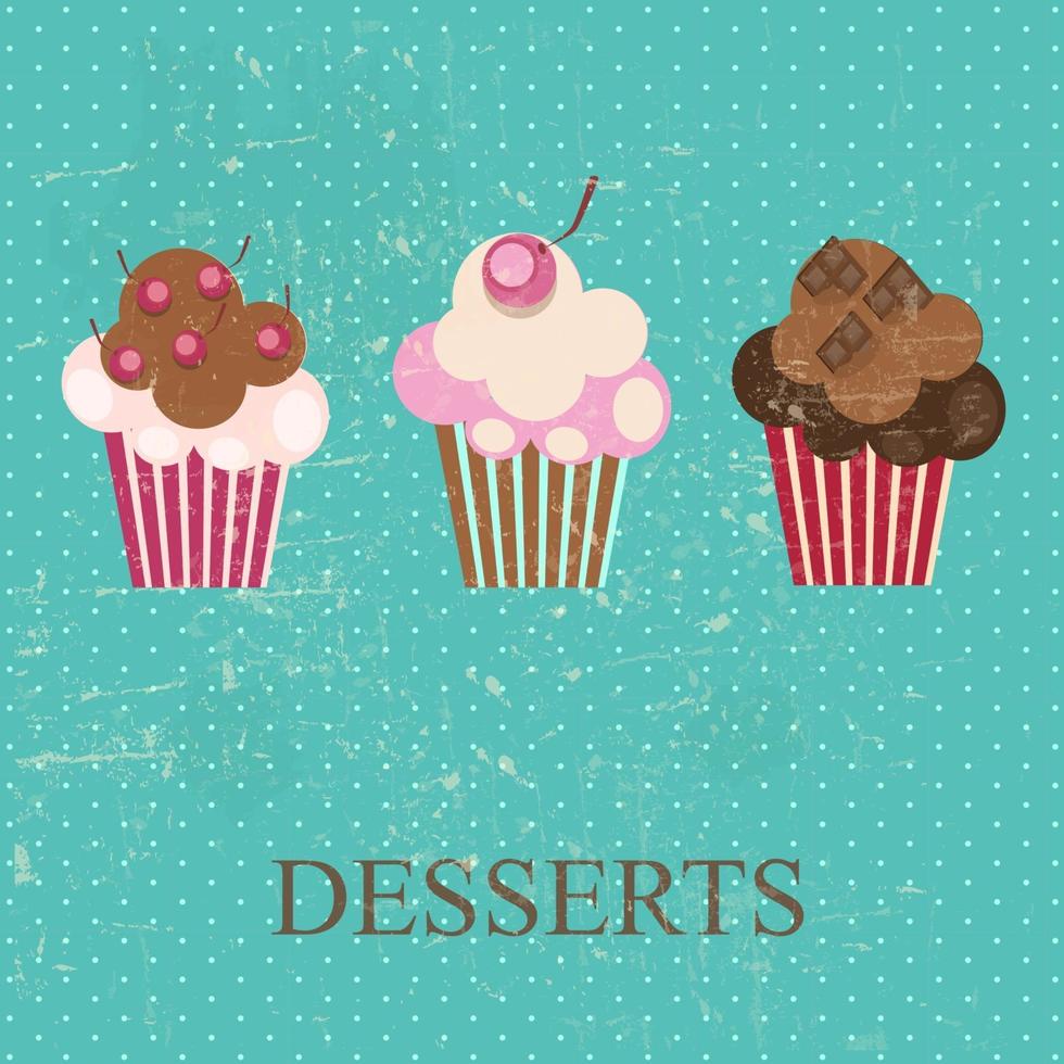 retro vintage dessertmenu in grunge-stijl. vector illustratie