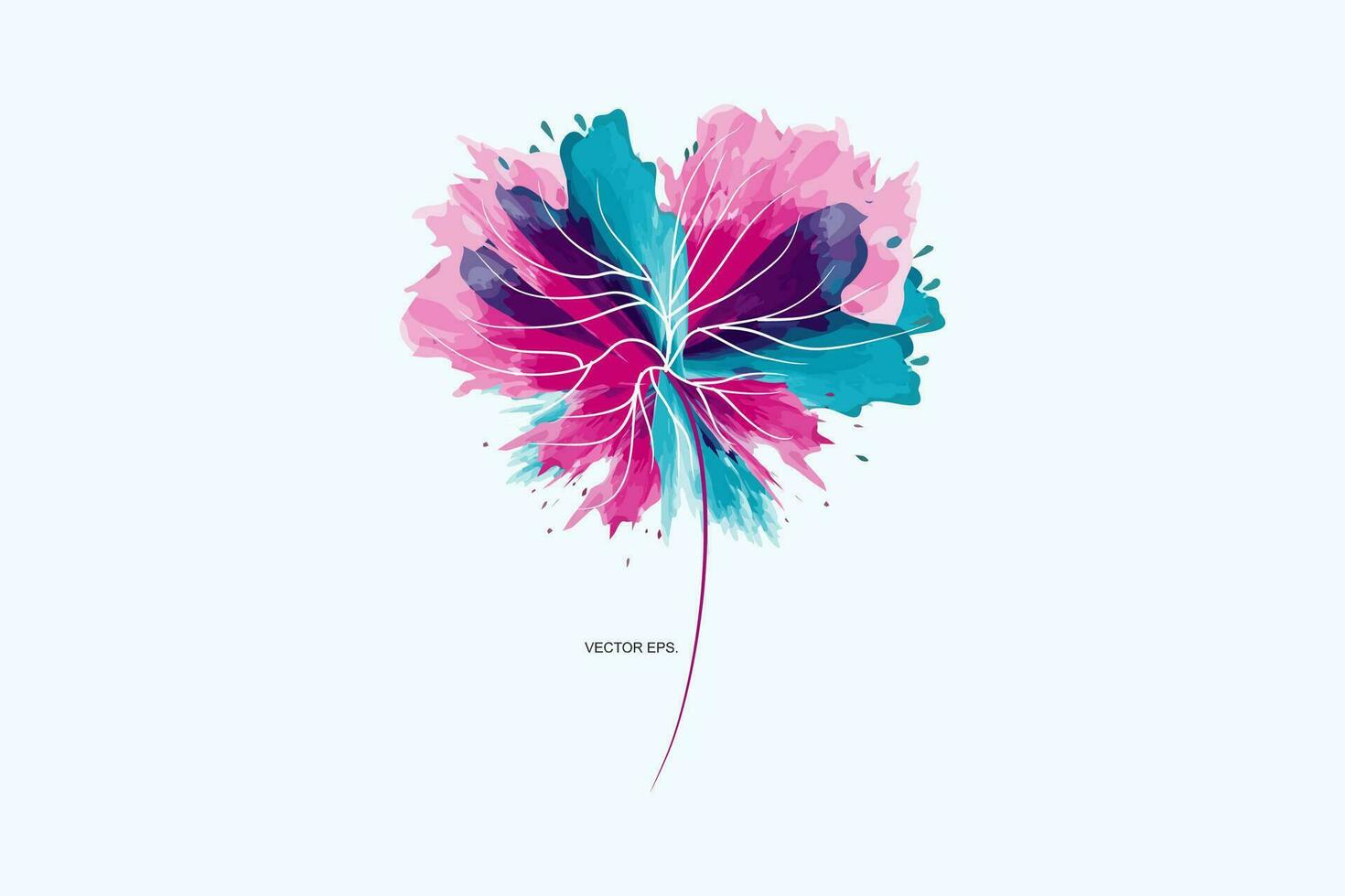 een bloem met blauw en roze verf spetters Aan het vector