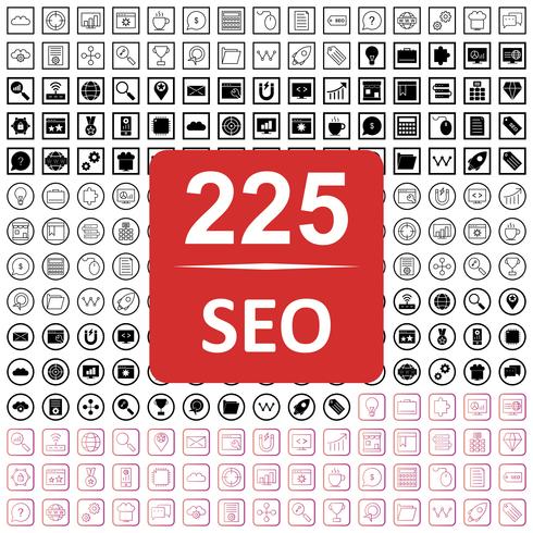Set van Vector SEO Search Engine Optimization pictogrammen