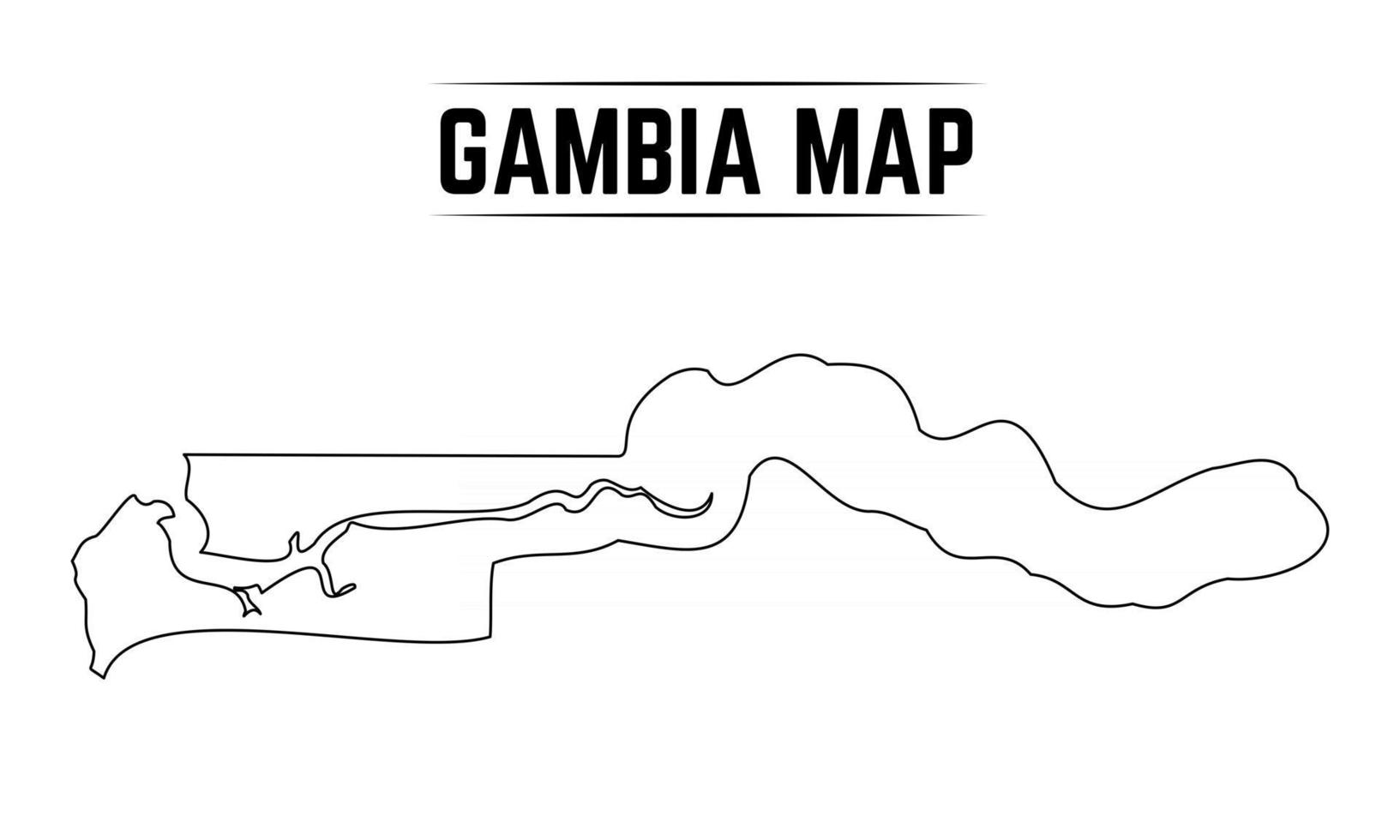 schets eenvoudige kaart van gambia vector