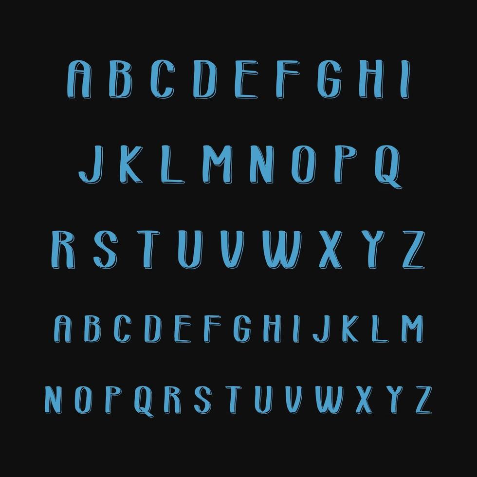 modern blauw retro lettertype a tot z vector