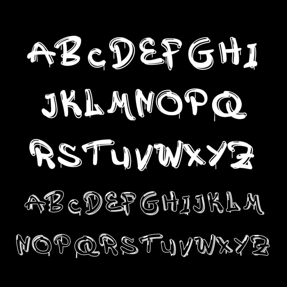 wit graffiti-lettertype met alfabetletters a tot z vector