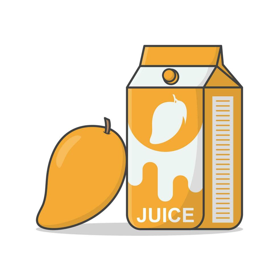 mango sap doos met mango vector icoon illustratie. sap karton verpakking. sap drinken houder