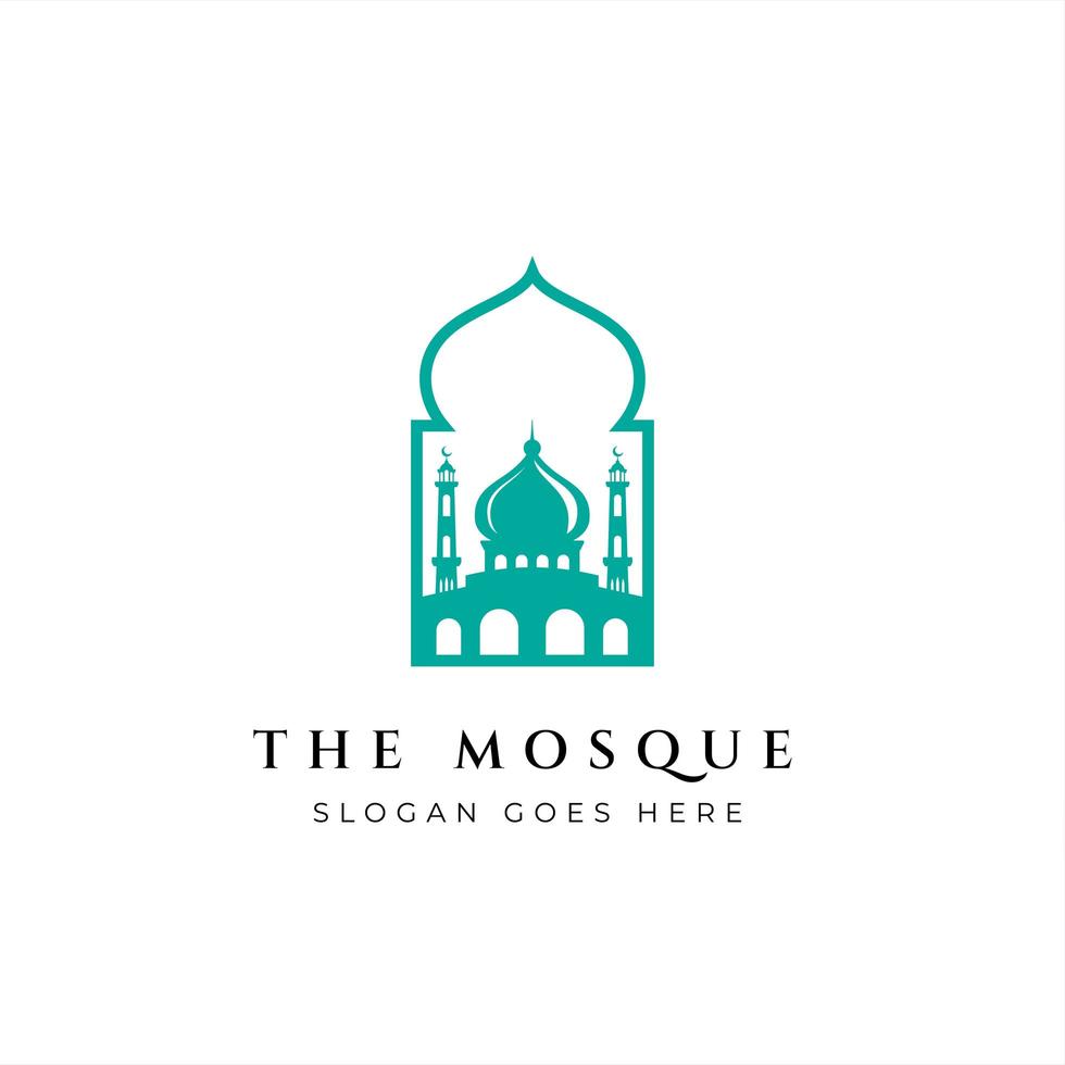 moskee silhouet pictogram logo vector illustratie ontwerpsjabloon