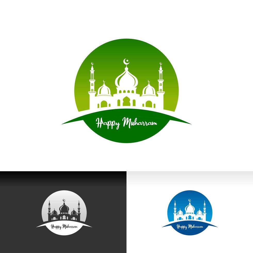 moskee pictogram silhouet logo vector illustratie ontwerpsjabloon