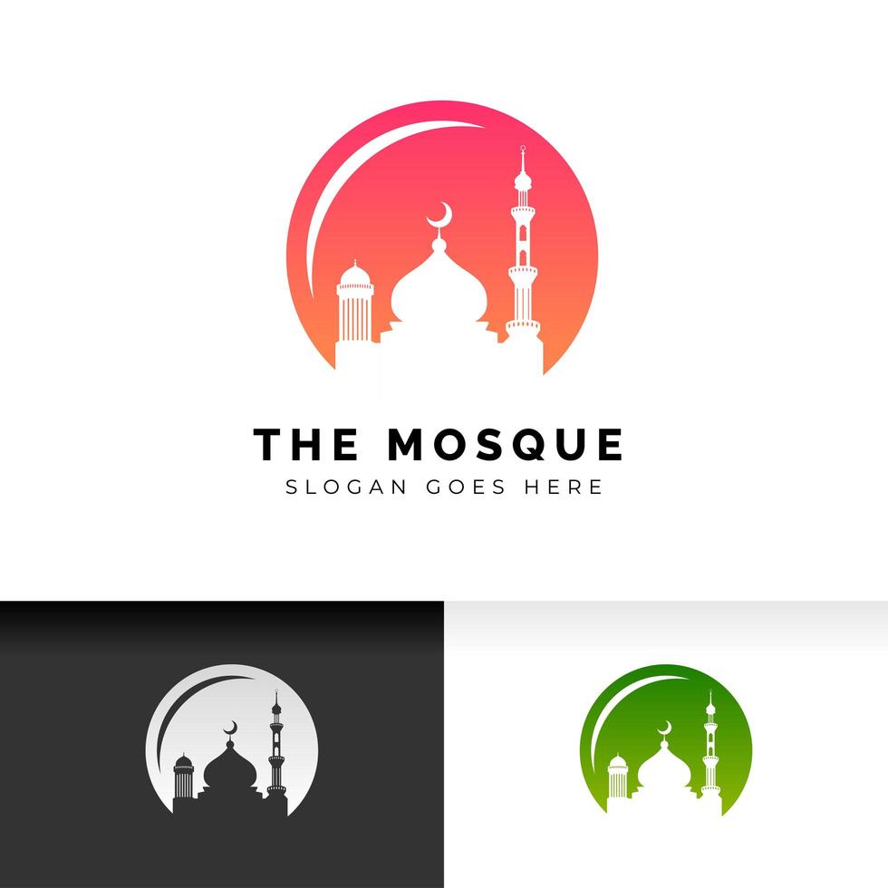 moskee pictogram silhouet logo vector illustratie ontwerpsjabloon