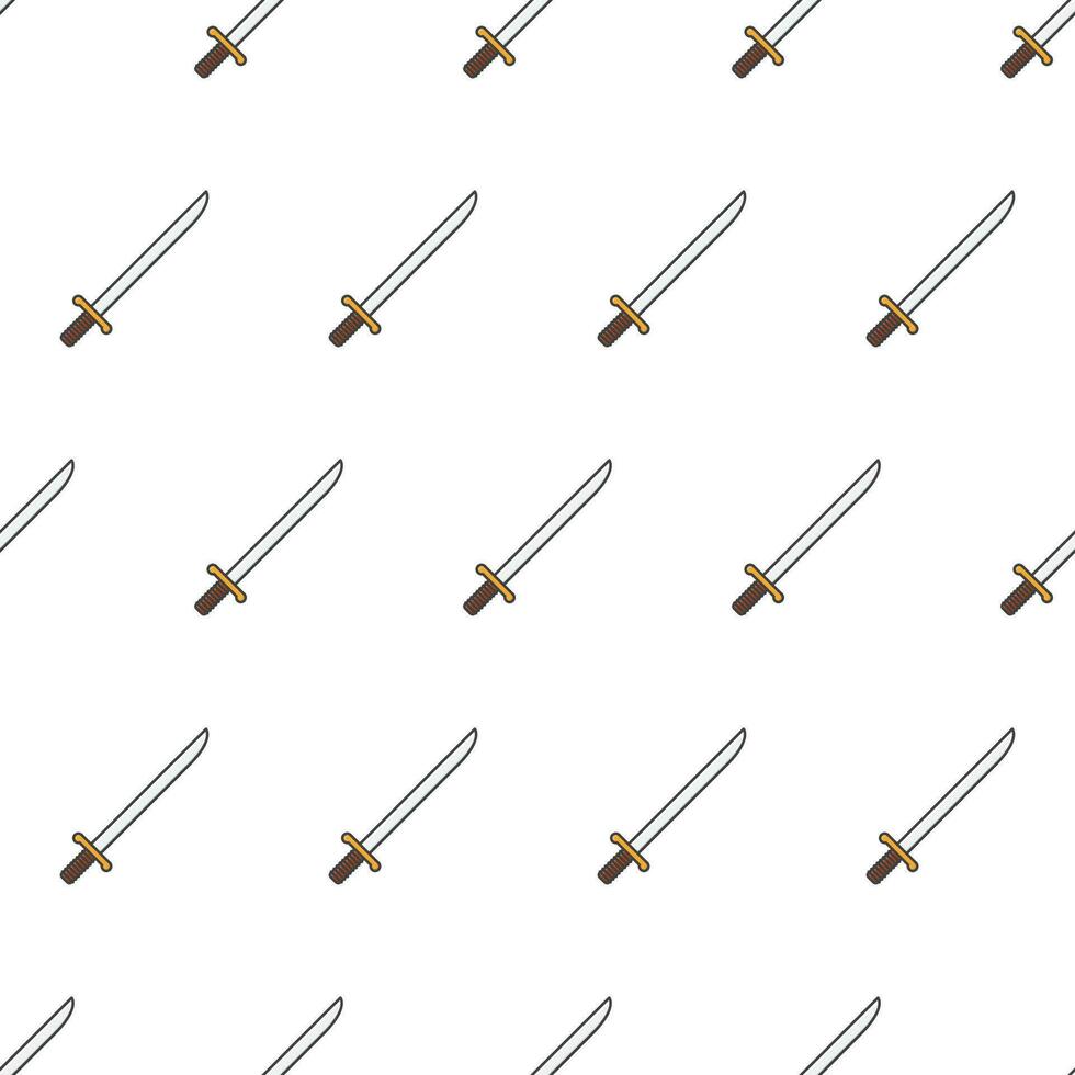 zwaard naadloos patroon Aan een wit achtergrond. wapen thema vector illustratie