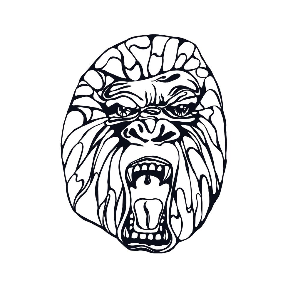 grommende gorilla-tatoeage vector