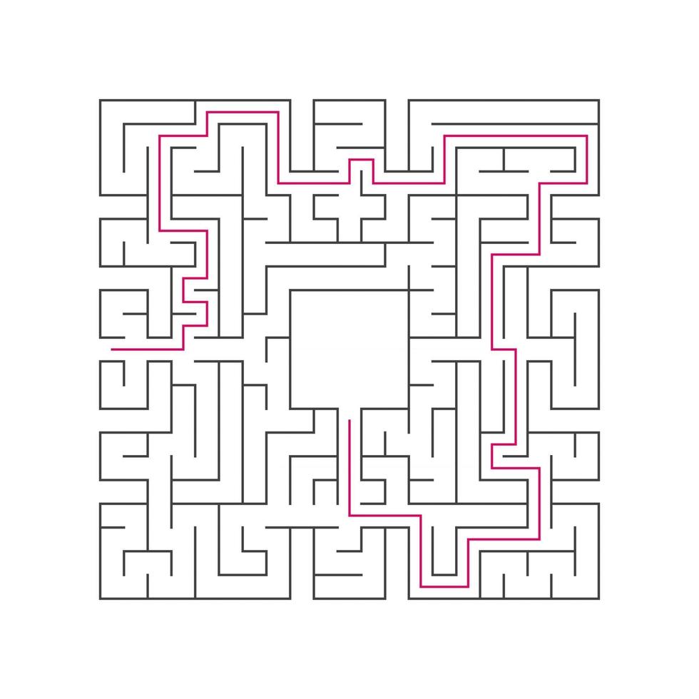 abstract complex labyrint. zwarte lijn op een witte achtergrond. een interessant puzzelspel voor kinderen. vectorillustratie. met de juiste manier. vector