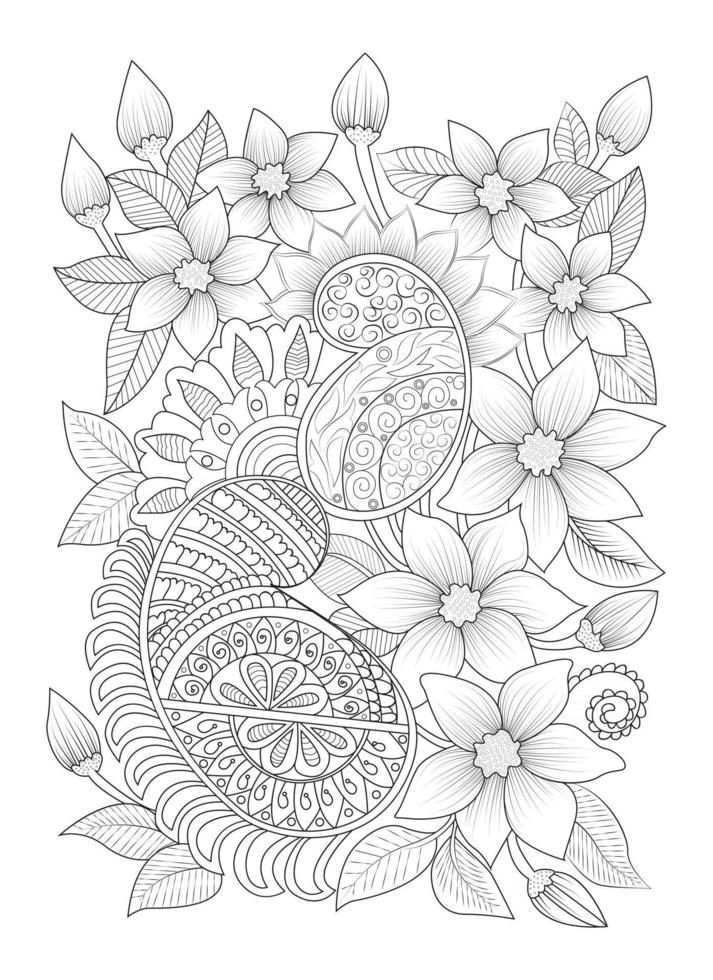 handgetekende bloem kleurplaat. bloem lijn illustratie vector bloemen tattoo