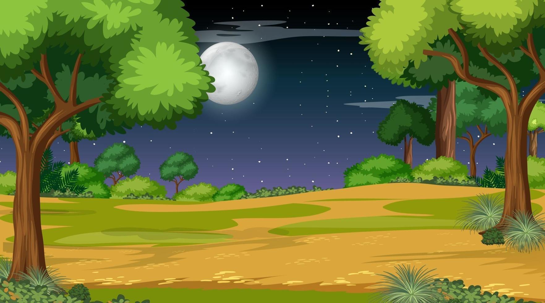 natuur boslandschap bij nachtscène vector