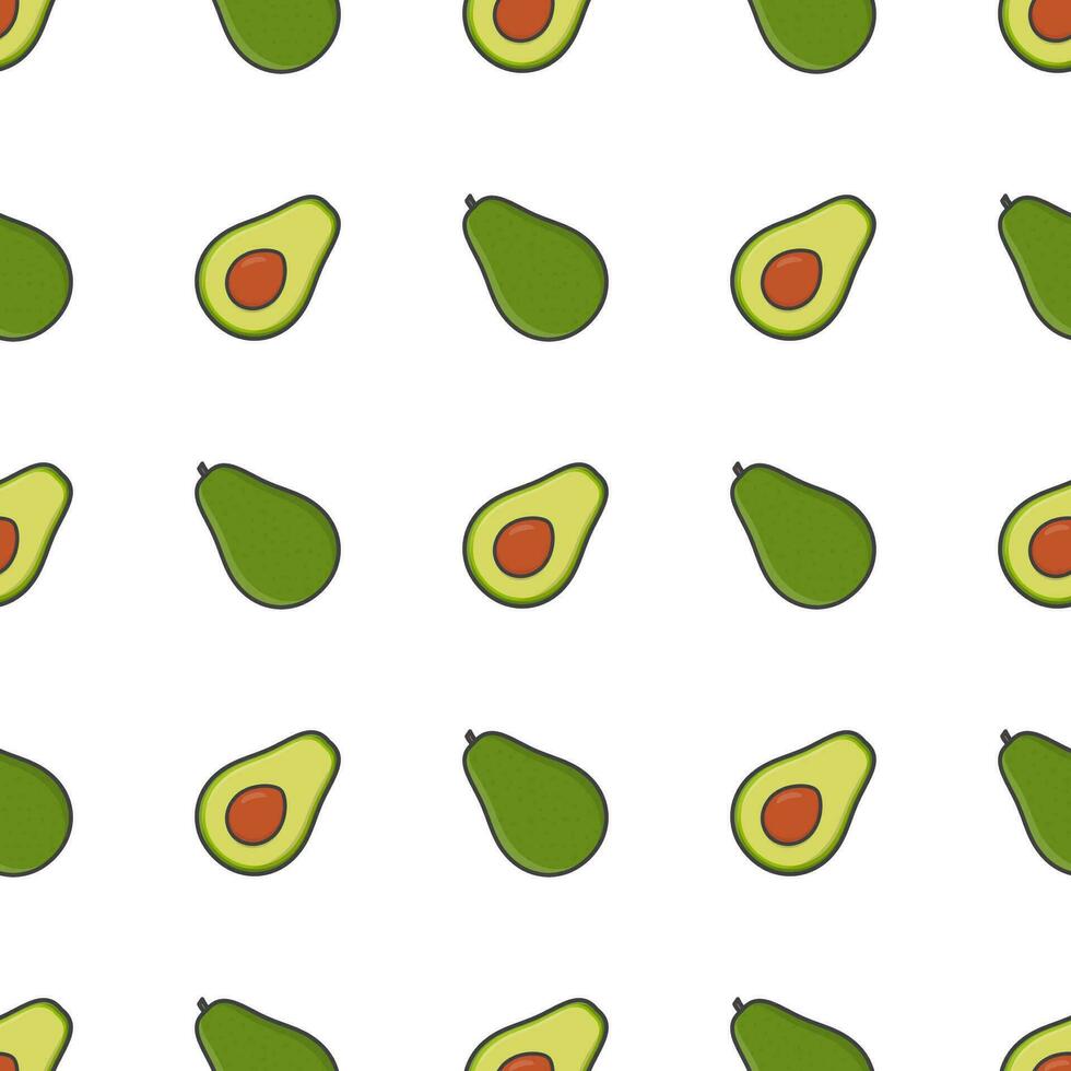 avocado fruit naadloos patroon Aan een wit achtergrond. vers avocado vector illustratie